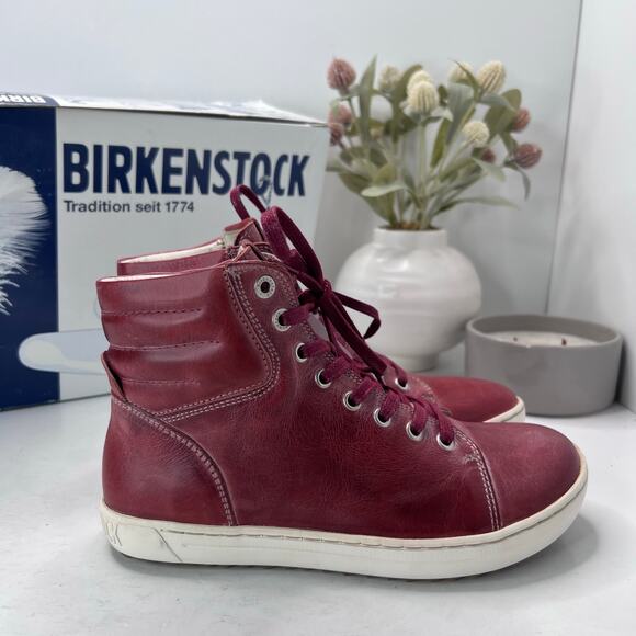 Birkenstock Bartlett Goat Leather High Top Shoes Red 450351 Women 5/EU 36 NWB - Picture 3 of 10